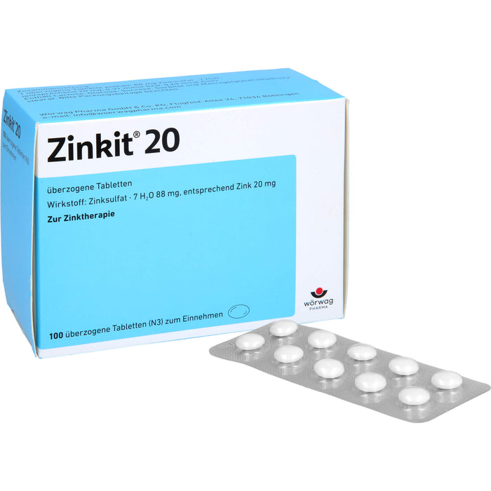 Wörwag Zinkit 20 Tabletten zur Zinktherapie, 100 St. Tabletten