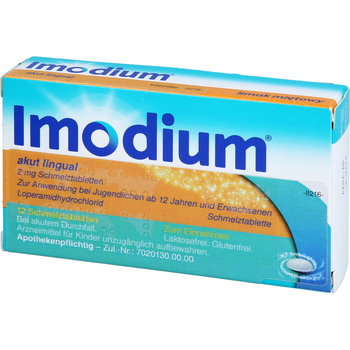 Imodium akut lingual 2 mg Schmelztabletten Reimport Kohlpharma, 12 St. Tabletten