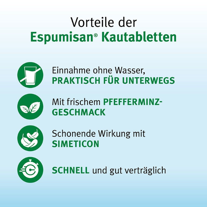 Espumisan Kautabletten bei Blähungen und Völlegefühl, 100 pc Tablettes