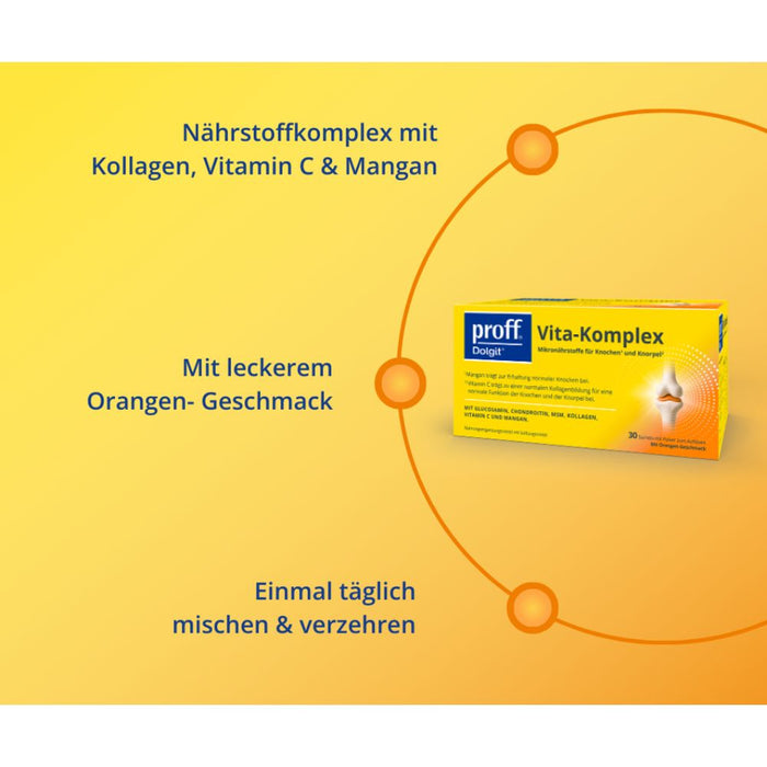 Proff Dolgit Vita-Komplex Pulver für Knochen und Knorpel mit Orangen-Geschmack, 30 St. Beutel