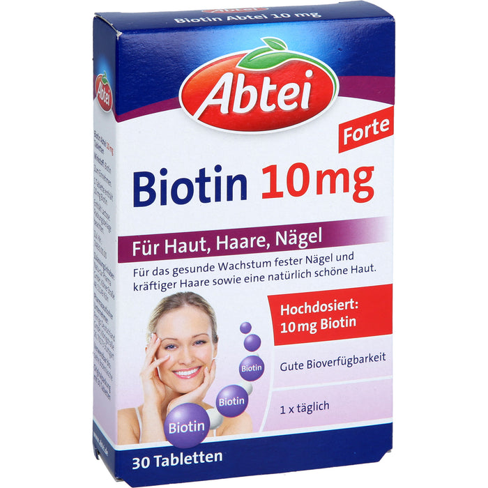 Abtei Biotin 10 mg forte Tabletten für Haut, Haare und Nägel, 30 St. Tabletten