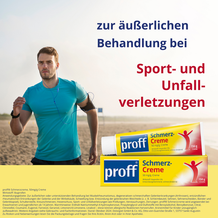 proff Schmerzcreme mit Ibuprofen – zur äußerlichen Behandlung von Muskel-, Gelenk- und Rückenschmerzen bei rheumatischen Erkrankungen oder nach Sport- und Unfallverletzungen, 150 g Cream
