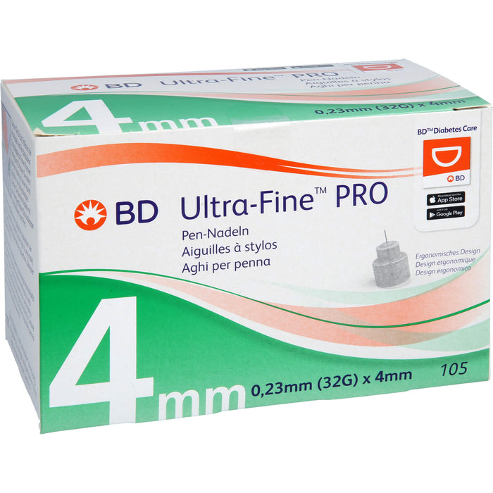 BD Ultra-fine Pro Pen-Nadeln 4 mm 32 G 0,23 mm, 105 St. Kanülen