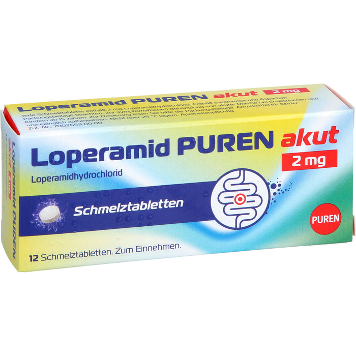 Loperamid PUREN akut 2 mg Schmelztabletten, 12 pc Tablettes