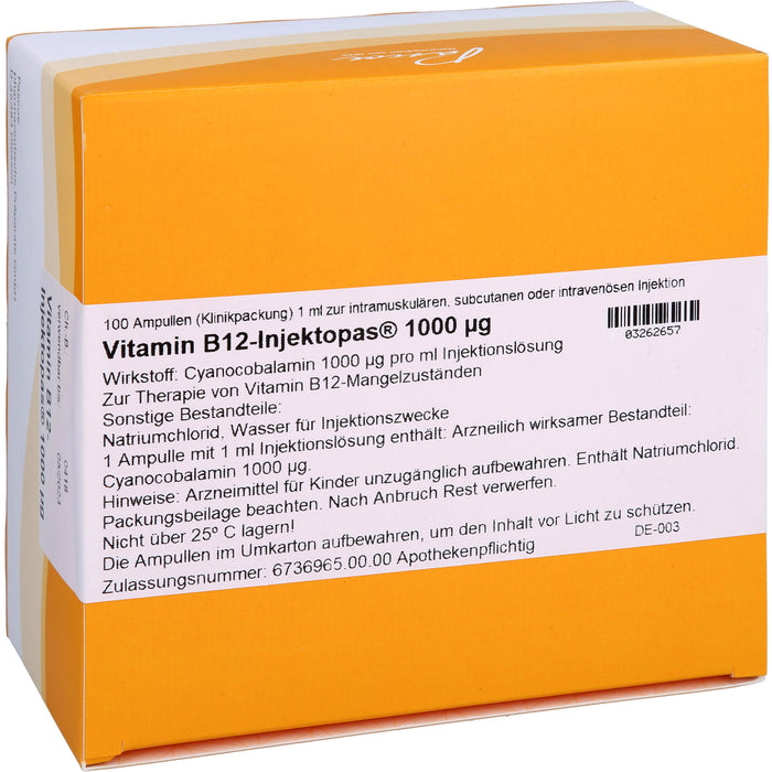 Vitamin B12-Injektopas  1000 µg, 100 St. Ampullen