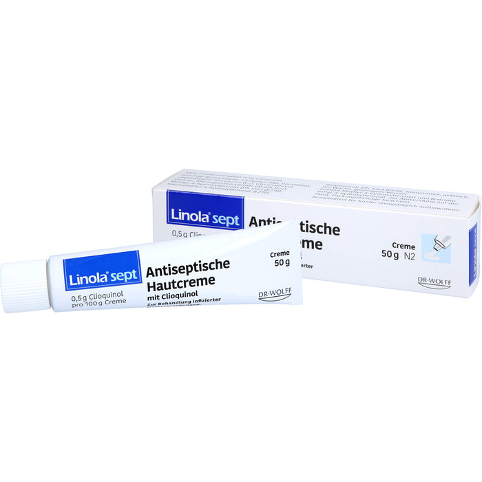 Linola sept antiseptische Hautcreme mit Clioquinol bei abgeschürfter, entzündeter oder eitriger Haut, 50 g Crème
