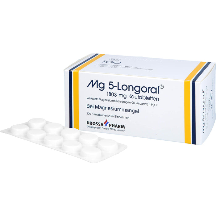 Mg 5-Longoral 1803 mg Kautabletten bei Magnesiummangel, 100 pc Tablettes