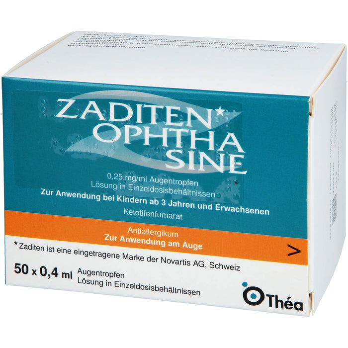Zaditen ophtha sine 0,25 mg/ml kohlpharma Augentropfen in Einzeldosisbehältnissen, 50 St. Einzeldosispipetten