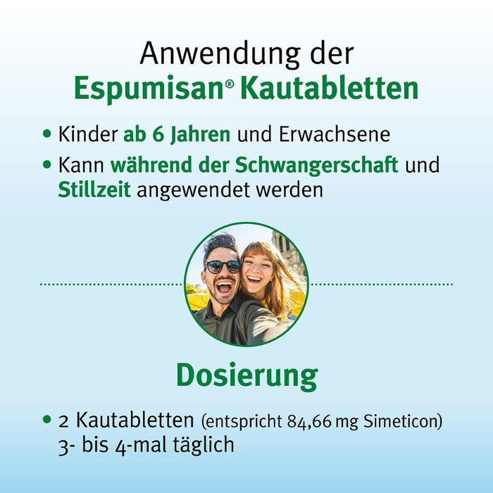 Espumisan Kautabletten bei Blähungen und Völlegefühl, 50 pcs. Tablets