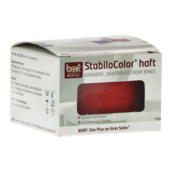 BORT StabiloColor haft kohösive, dauerelastische Binde 4 cm rot, 1 St. Binde