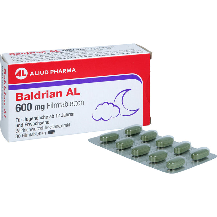 ALIUD PHARMA Baldrian AL 600 mg Filmtabletten zur Linderung von leichter nervöser Anspannung und Schlafstörungen, 30 pcs. Tablets