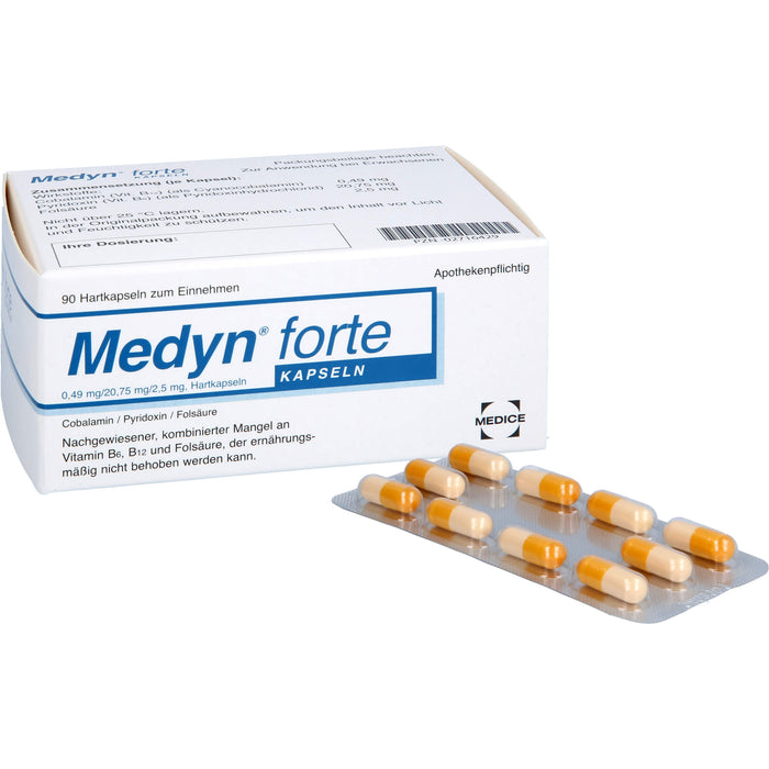Medyn forte Kapseln bei nachgewiesener, kombinierter Mangel an B6, B12 und Folsäure, 90 pc Capsules