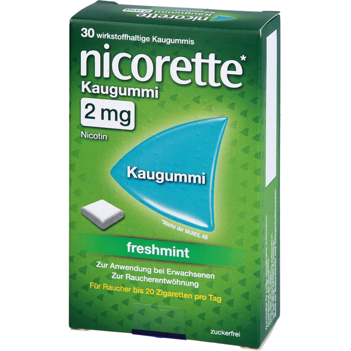 nicorette Kaugummi 2 mg freshmint  Reimport EMRAmed, 30 pc Gomme à mâcher