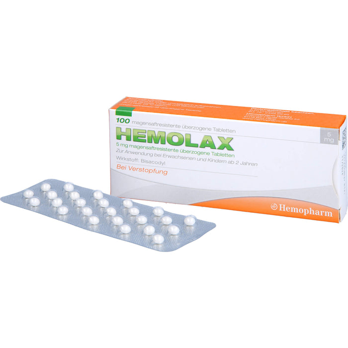 Hemolax 5 mg Tabletten bei Verstopfung, 100 pcs. Tablets