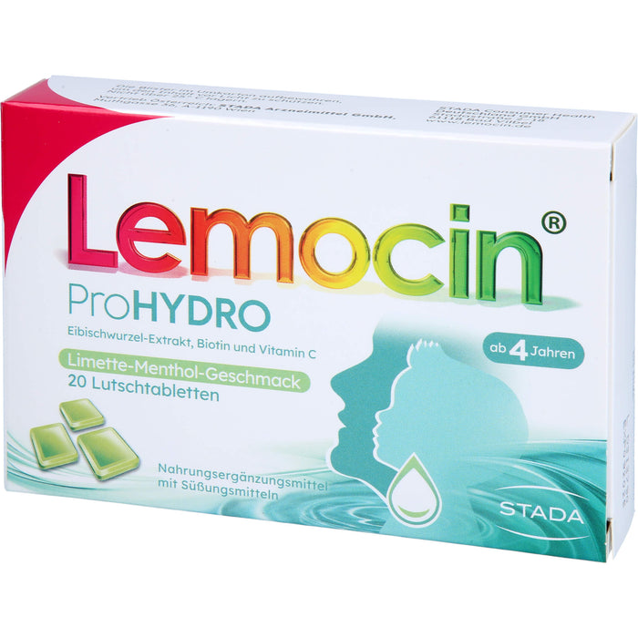 Lemocin ProHydro Lutschtabletten mit Limetten-Menthol-Geschmack zur Beruhigung und Befeuchtung von Hals und Rachen, 20 pcs. Tablets