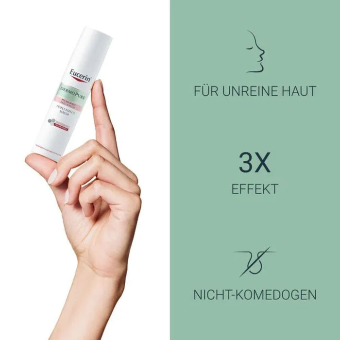 Eucerin Dermopure Triple Effect Gesichtsserum gegen unreine Haut, Pickelmale und glänzende Haut, 40 ml Solution