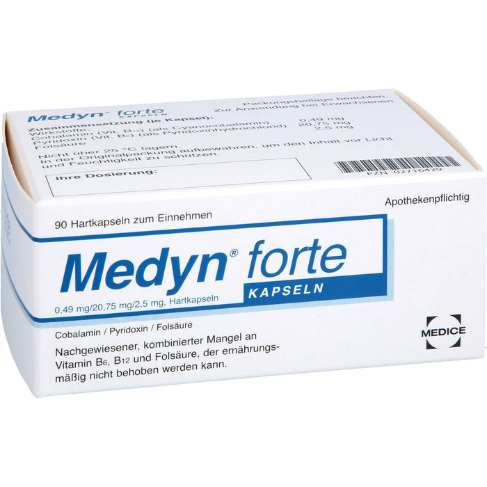 Medyn forte Kapseln bei nachgewiesener, kombinierter Mangel an B6, B12 und Folsäure, 90 pc Capsules