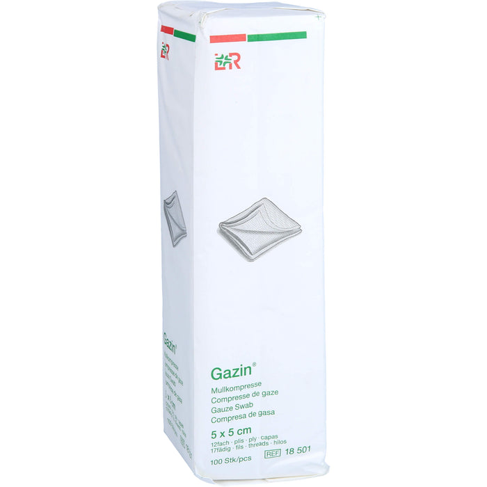 Gazin Mullkompresse 5 cm x 5 cm unsteril 12 lagig, 100 St. Kompressen