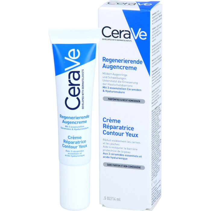 CeraVe regenerierende, feuchtigkeitsspendende Augencreme mit 3 essenziellen Ceramiden und Hyaluronsäure, 14 ml Crème
