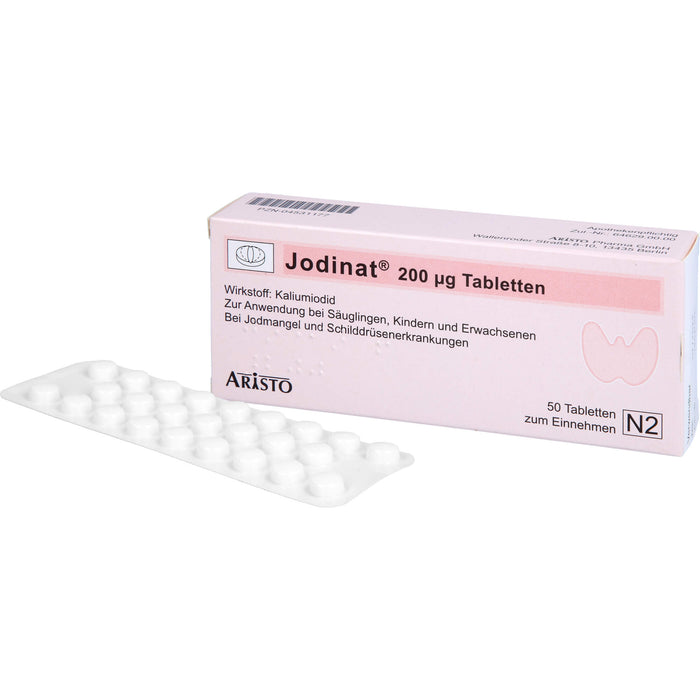 Jodinat 200 µg Tabletten bei Jodmangel und Schilddrüsenerkrankungen, 50 pc Tablettes