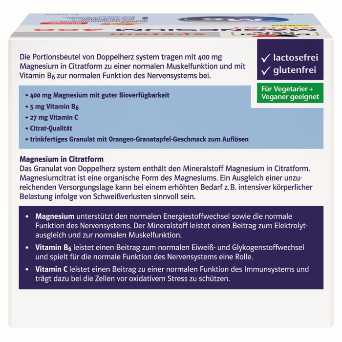 Doppelherz system Magnesium 400 Citrat trinkfertiges Granulat, 40 pc Sachets