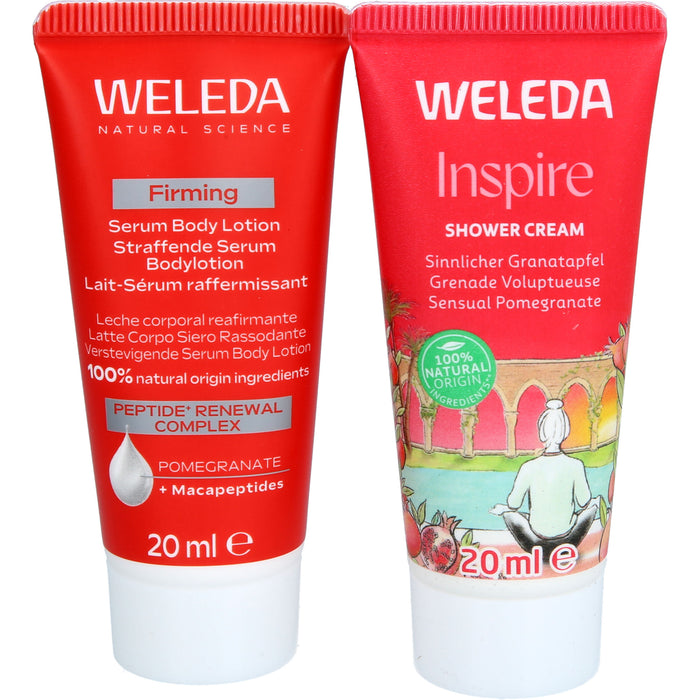 WELEDA Mini Geschenkset Granatapfel mit Inspire Shower Cream Granatapfel  und straffender Serum Bodylotion, 40 ml Crème