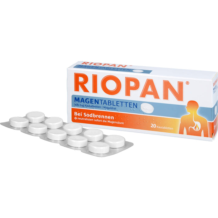 RIOPAN Magentabletten bei Sodbrennen Kautabletten, 20 pc Tablettes