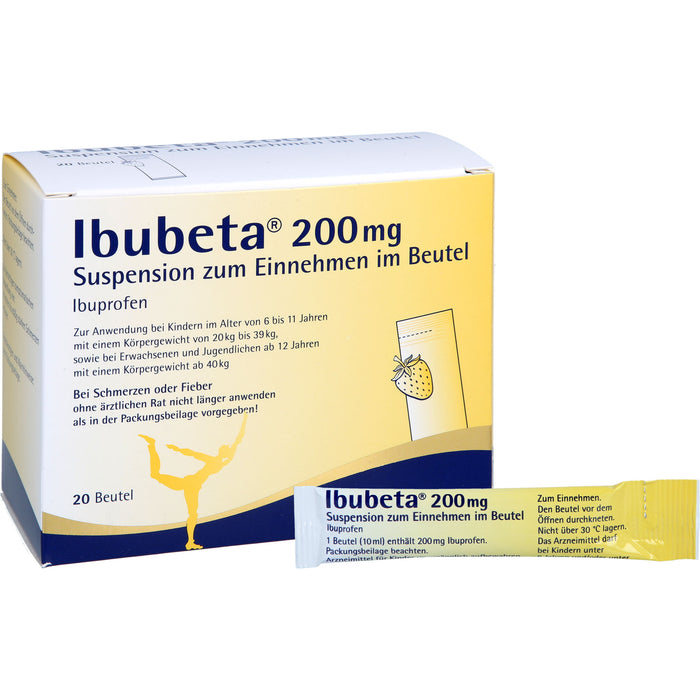 Ibubeta 200 mg Suspension bei Schmerzen oder Fieber, 20 pcs. Sachets