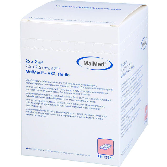 Vlies-Schlitzkompressen 7,5x7,5cm 6-fach steril, 50 pc Compresses