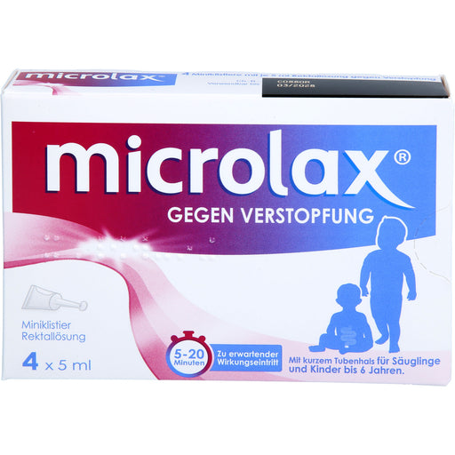 Microlax für Säuglinge & Kinder bis 6 Jahre bei Verstopfung mit kurzem Tubenhals, 4 St. Einzeldosisbehältnisse