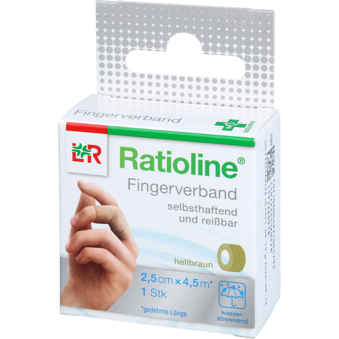 Ratioline Fingerverband selbsthaftend und reißbar hellbraun 2,5 cm x 4,5 m, 1 pc pansement