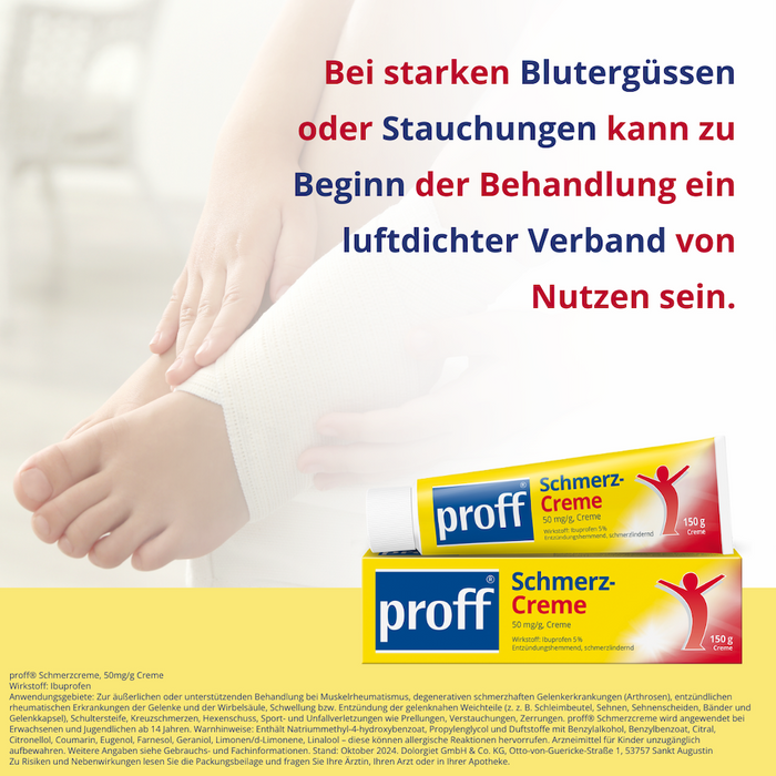 proff Schmerzcreme mit Ibuprofen – zur äußerlichen Behandlung von Muskel-, Gelenk- und Rückenschmerzen bei rheumatischen Erkrankungen oder nach Sport- und Unfallverletzungen, 150 g Crème