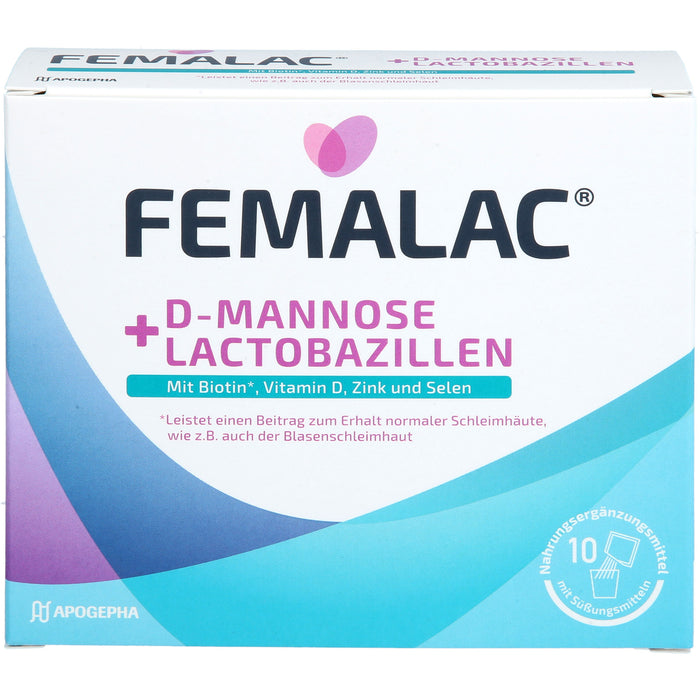 FEMALAC D-Mannose + Lactobazillen Pulver zum Erhalt normaler Schleimhäute, 10 St. Beutel