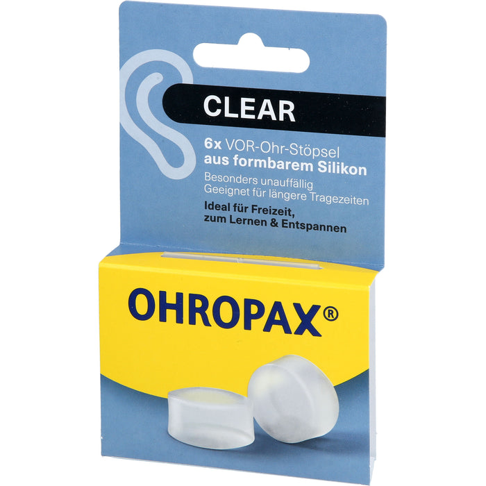 OHROPAX Clear Ohrstöpsel – Komfort und Schutz für jede Situation, 6 pcs. Earplugs