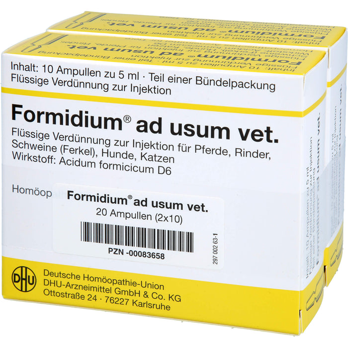 DHU Formidium ad usum vet. flüssige Verdünnung zur Injektion für Pferde, Rinder, Schweine, Schafe, Ziegen, Katzen und Hunde, 20 pc Ampoules