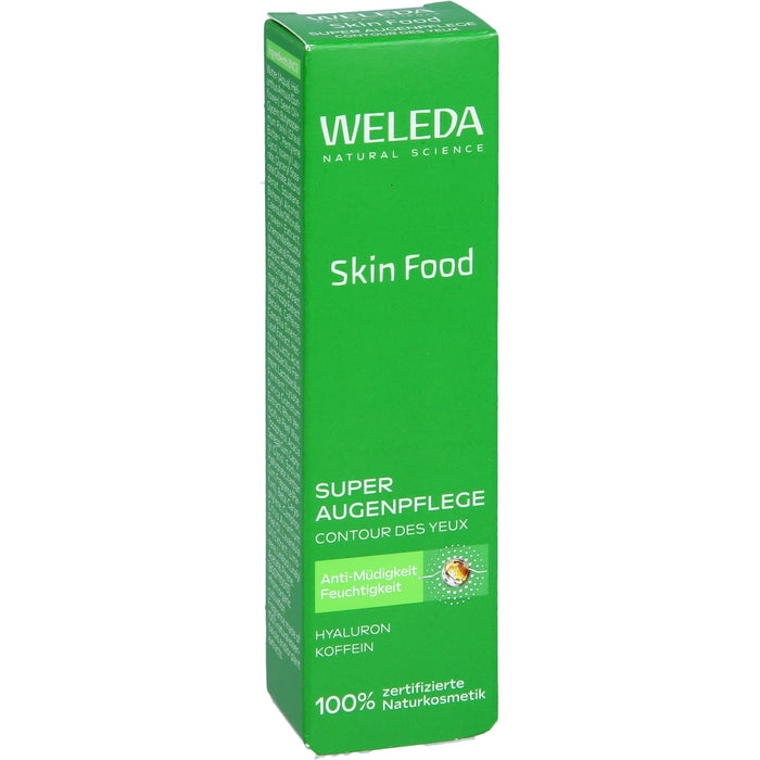 WELEDA Skin Food Super Augenpflege Creme mit Koffein und Hyaluronsäure, reduziert Augenringe und Schwellungen, 12 ml Creme