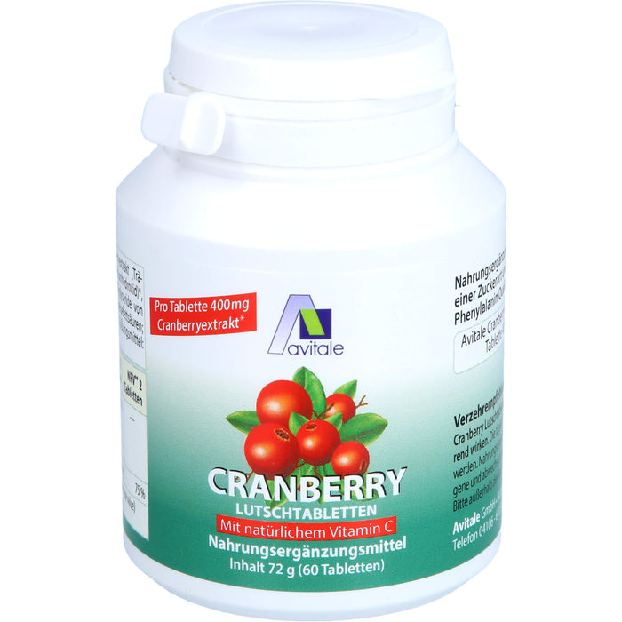 Avitale Cranberry Lutschtabletten mit natürlichem Vitamin C, 60 pc Tablettes