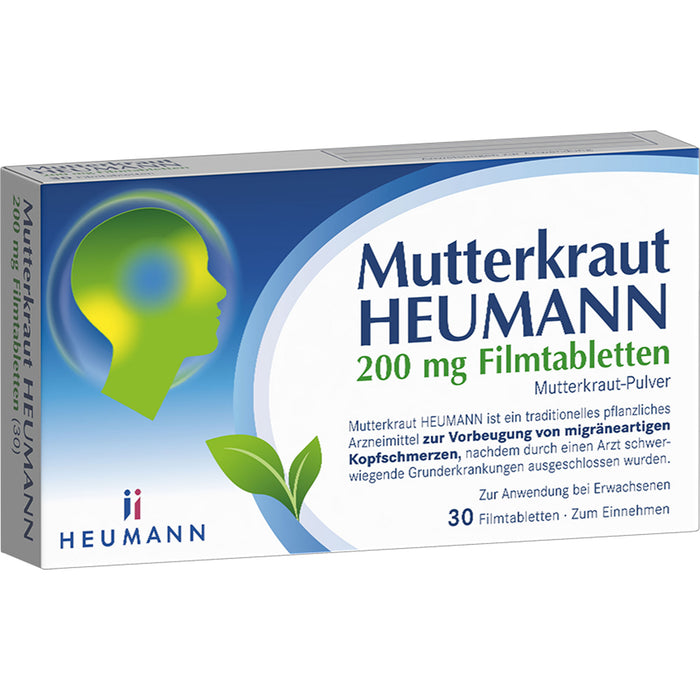 Heumann Mutterkraut 200 mg Filmtabletten zur Vorbeugung von migräneartigen Kopfschmerzen, 30 pcs. Tablets