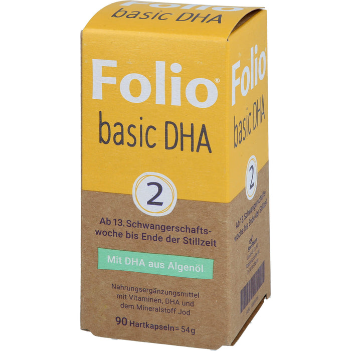 Folio 2 Basic DHA für Schwangerschaft & Stillzeit mit bioaktiver Folsäure, 90 St. Kapseln
