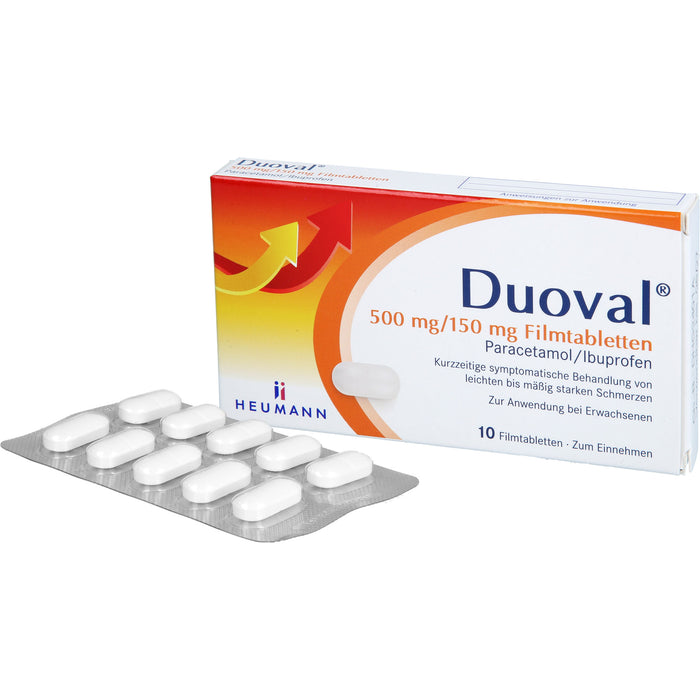Duoval 500 mg Paracetamol / 150 mg Ibuprofen Filmtabletten, 10 pcs. Tablets
