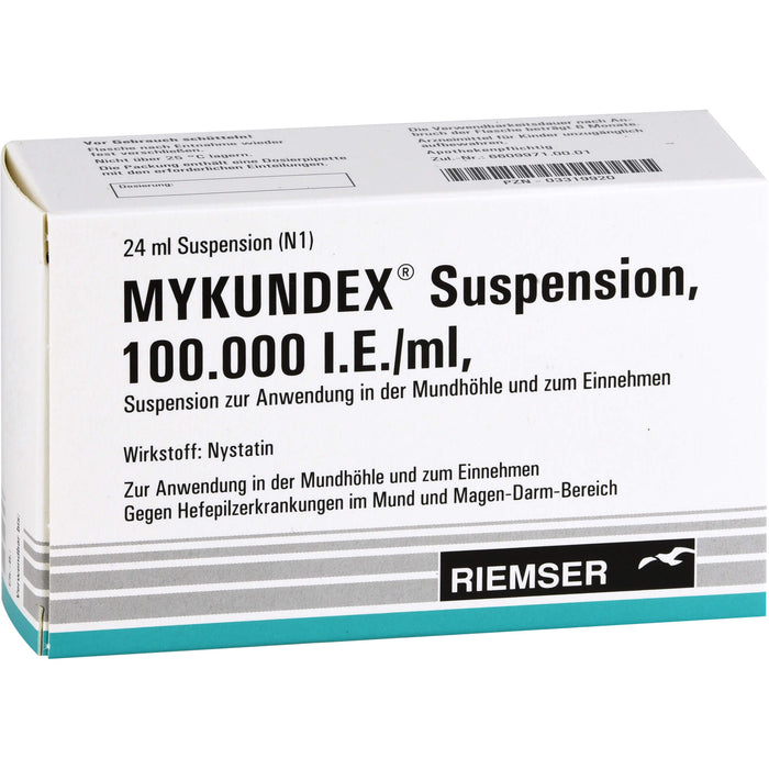 Mykundex Suspension, 100.000 I.E./ml, Suspension zur Anwendung in der Mundhöhle und zum Einnehmen, 24 ml Solution