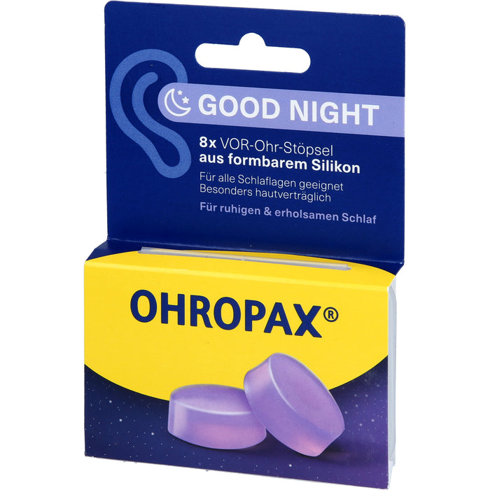 OHROPAX Good Night Silikon Vor-Ohr Stöpsel, 8 pc Bouchons d'oreilles
