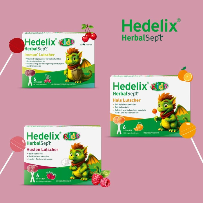 Hedelix HerbalSept Husten Lutscher Kids, 6 pc Lollipop