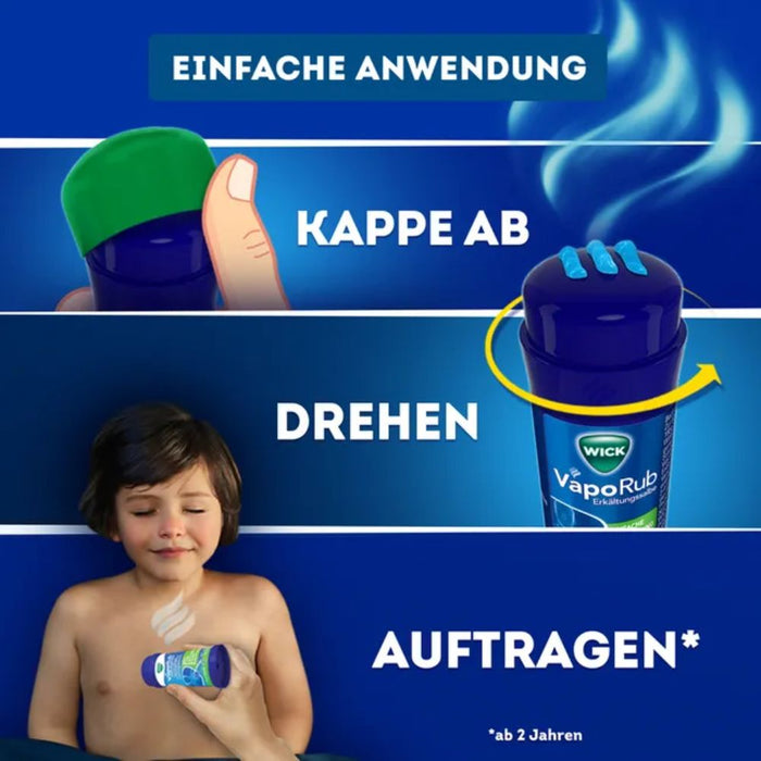 WICK VapoRub Erkältungssalbe im Stick zur Linderung von Erkältungssymptomen, 35 g Cream