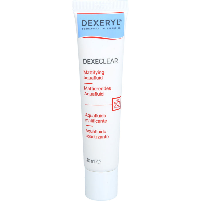 DEXECLEAR mattierendes Aquafluid SPF 50+ bei unreiner Haut, Pickeln und zu Akne neigende Haut, 40 ml Cream