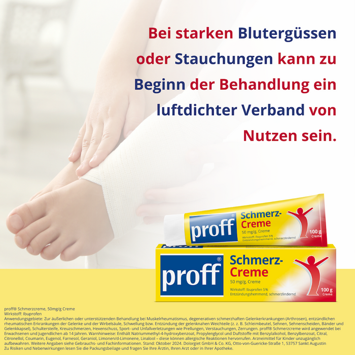proff Schmerzcreme mit Ibuprofen – zur äußerlichen Behandlung von Muskel-, Gelenk- und Rückenschmerzen bei rheumatischen Erkrankungen oder nach Sport- und Unfallverletzungen, 100 g Cream