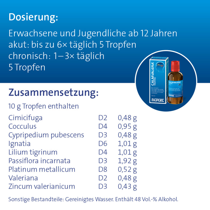 Calmvalera Tropfen bei nervösen Schlafstörungen und Unruhe, sowie Verstimmungszuständen, 200 ml Lösung
