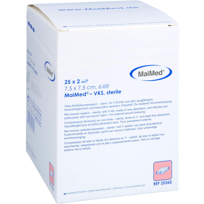 Vlies-Schlitzkompressen 7,5x7,5cm 6-fach steril, 50 pc Compresses
