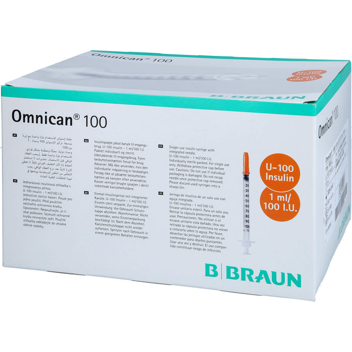 Omnican  100 1ml Insulinspritzen, 100 I.E. Nennvolumen, U-100 Insulin; 0,30x8mm, 100 pcs. Syringes