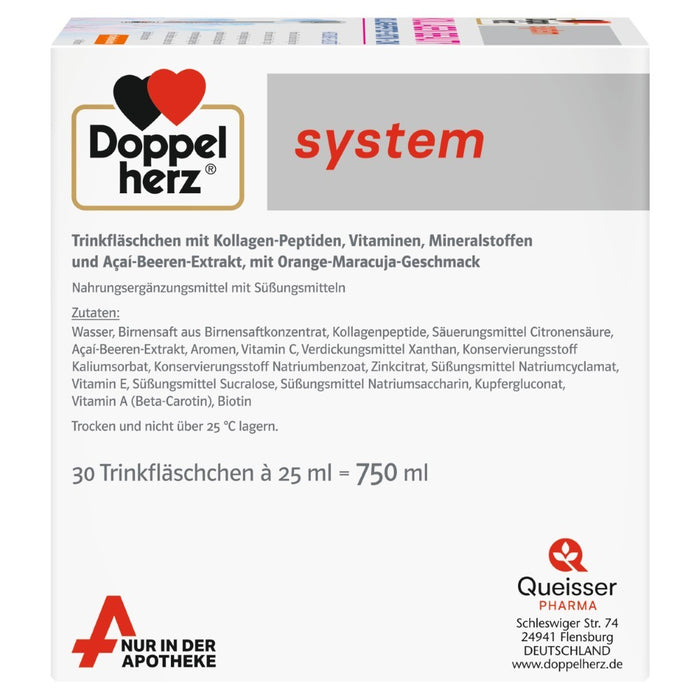 Doppelherz system Kollagen Beauty Lösung mit Orange-Maracuja-Geschmack, 29.6 pcs. Drinking bottle